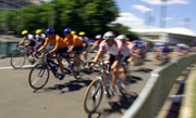 The start of the Mens Tandem Road Race held around Moore Park during the 2000 Paralympic Games, Sydney, Australia.  Nick Wilson/Allsport