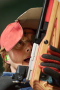 Elizabeth Kosmala of Australia in the final of the womens Air Rifle Standing in the Paralympic Games.  Matt Turner/ Allsport